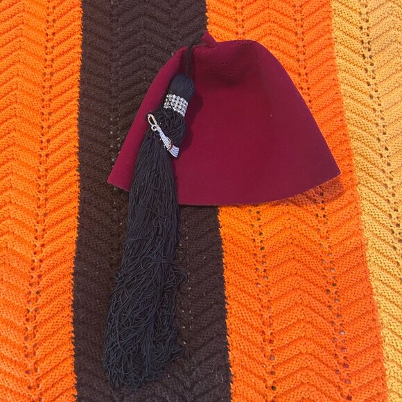 1950s handmade Shriners Philae Halifax genuine leather felted tassel fez! - Picture 9 of 15